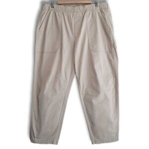 OLD NAVY | Utility Pull-On Elastic Waist Casual Crop Pants Beige Sz XL Flawed